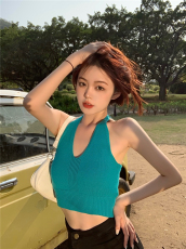 挂脖吊带背心女夏季新款辣妹网红炸街ins外穿美背短款露背上衣潮