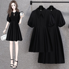 批发实拍新款藏肉遮肚子半袖<b class='q'>连衣裙</b>大码女装胖妹妹宽松长裙M-4XL200斤