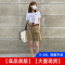2023新款夏季卡其色工装短裤子女显瘦休闲高腰阔腿西装五分裤轮播图1