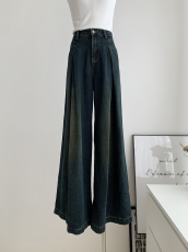 NGG Shop 韩版chic高腰褶皱垂感宽松水洗复古做旧裙裤