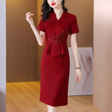 批发2024夏季<b class='q'>新款</b>改良<b class='q'>旗袍</b>喜婆婆婚宴中式礼服连衣裙