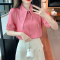 实拍夏新款上衣女时尚重工钉珠不规则领条纹衬衣气质宽松百搭显瘦轮播图3