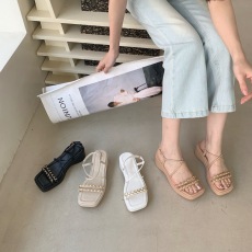 批发厚底坡跟凉鞋女夏季仙女风配裙子2023新款增高细带高跟罗马鞋