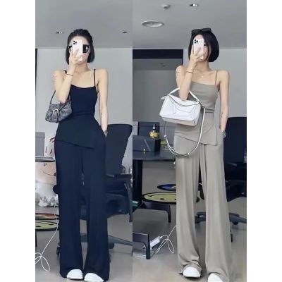 阔腿裤套装女夏时尚气质网红炸街高级感微胖辣妹吊带休闲裤两件套