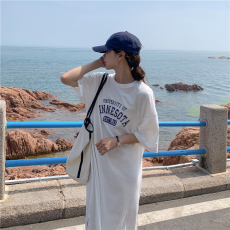 批发实价实拍200克6535精梳棉<b class='q'>夏</b>季新款韩版大码宽松中长款<b class='q'>连衣裙</b>