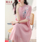 2023夏装新款复古中国风真丝绣花大码女装妈妈装中长款连衣裙轮播图1