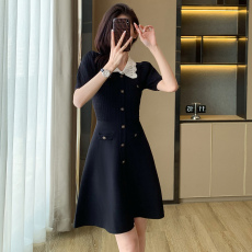 批发法式<b class='q'>小香风</b>针织<b class='q'>连衣裙</b>夏季新款女装高级感气质名媛V领收腰裙子