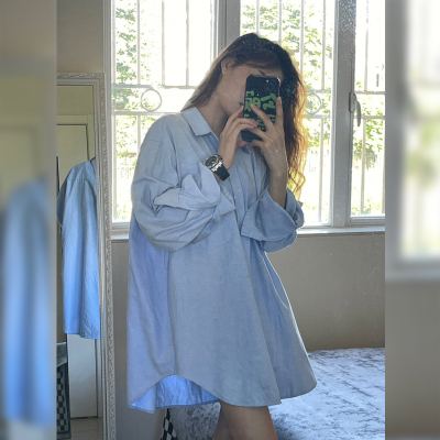法式长袖设计感叠穿衬衫女宽松oversize中长款春秋衬衣男友风外套