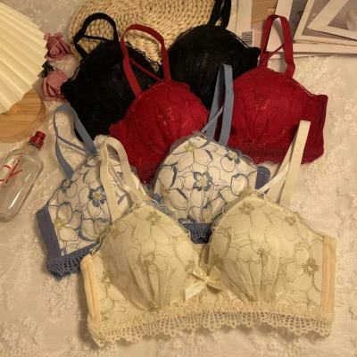 内衣女小胸聚拢显大调整型防下垂新款蕾丝性感红色文胸罩爆款