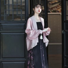 批发实拍宋制直领对襟飞机袖防晒百搭上衣纯色休闲日常上班穿汉服外套