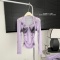 UEECIGA23早春新款网纱上衣性感低胸交叉设计水墨印花紫色梦幻仙轮播图5