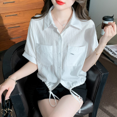 批发短袖雪纺衬衫女2026<b class='q'>新款</b>夏韩版polo领上衣设计感小众漂亮小衫女士