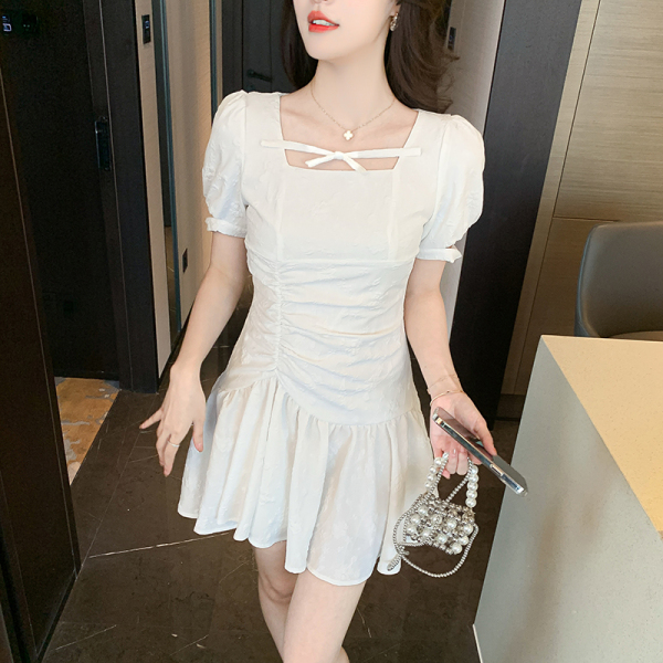 RM8169#夏季新款时尚收腰短裙法式显瘦连衣裙夏季小个子短袖裙