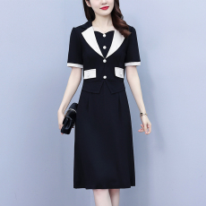 批发大码连衣裙2026夏季高腰修身显瘦遮肉A字裙通勤假两件洋气女神范