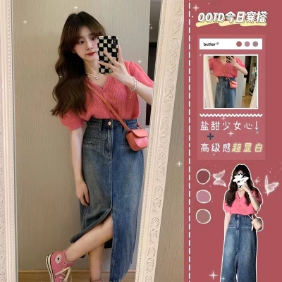 显瘦遮肉上衣女时尚女装御姐炸街盐系轻熟小个子夏装搭配两件套装