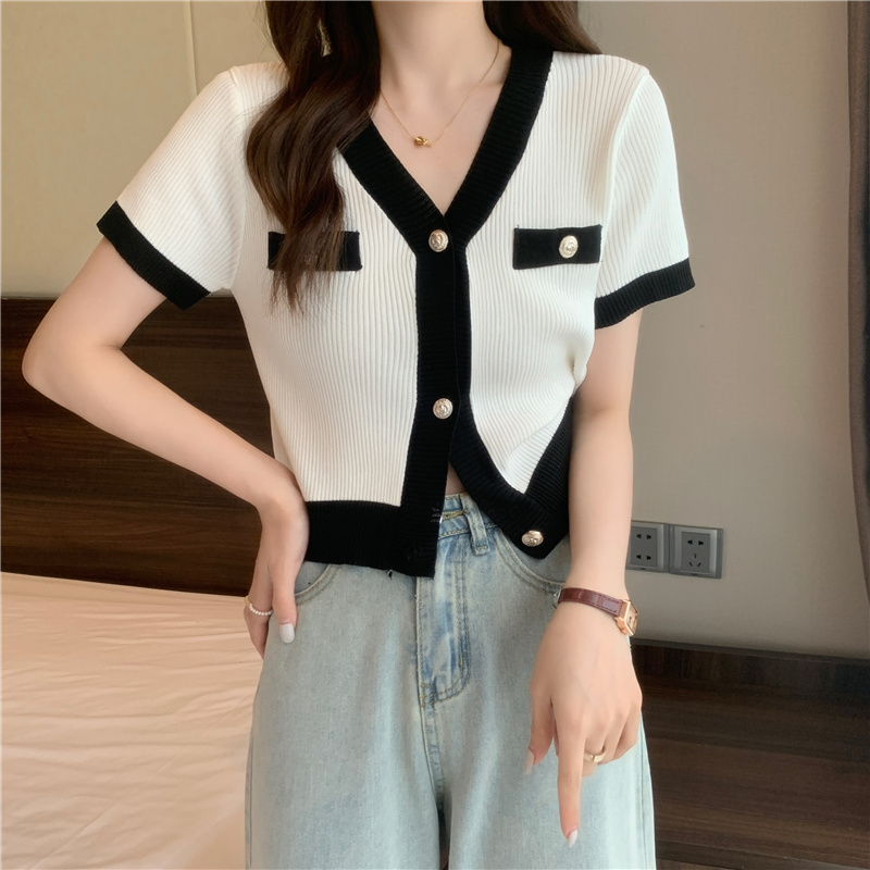 Real shot and real price Summer new style short-sleeved cardigan and sweater for women