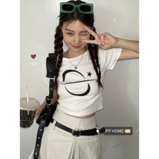 批发92棉/8氨纶40支210g纯棉 修身短款T恤女短袖