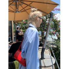 批发蓝色<b class='q'>条纹</b><b class='q'>衬衫</b>女春季2026年新款韩版宽松休闲<b class='q'>衬衣</b>百搭复古上衣外套