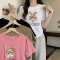 大码女装~兔子短袖t恤女2023春夏欧货内搭中长款本命年短袖上衣潮轮播图1