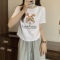 大码女装~兔子短袖t恤女2023春夏欧货内搭中长款本命年短袖上衣潮轮播图5