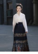 新中式国风马面裙改良汉服衬衫套装女装2023春季新款高级