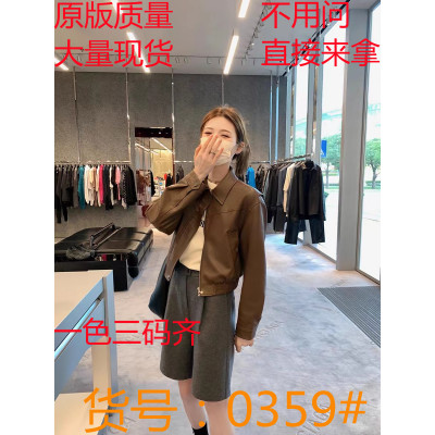 aaaaxbbb 80s腔调 复古机车服短款棕色痞帅皮衣美式休闲夹克外套