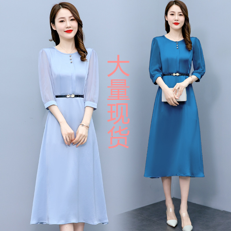 MY7906# 夏季新款流行裙子亚麻收腰显瘦气质短袖棉麻连衣裙女裝貨源服裝...