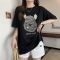 胖妹妹2023春夏新款韩版宽松大码女装小熊休闲百搭短袖T恤女轮播图2