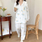 100% 纯棉加肥加大220斤绉布纱布双层月子服孕妇睡衣春夏哺乳套装轮播图4