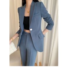 批发秋季西服套装修身显瘦气质休闲西装微喇叭裤长裤两件套