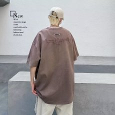 批发美式<b class='q'>嘻</b><b class='q'>哈</b>刺绣麂皮绒短袖T恤男女ins潮牌宽松情侣休闲复古