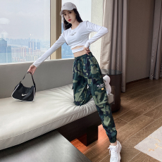 批发实拍休闲运动裤女2023四季新款款<b class='q'>嘻</b><b class='q'>哈</b>帅气迷彩服工装裤潮