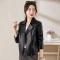 海宁女外套2023春秋新款韩版机车服修身显瘦百搭短款皮夹克潮皮衣轮播图1