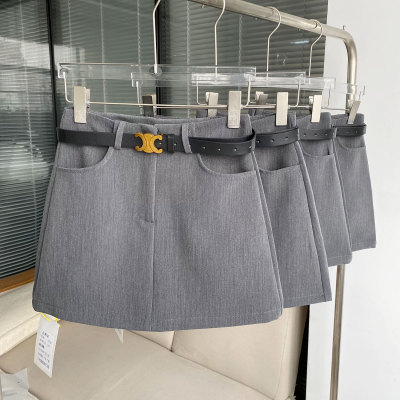 NSS COLLECTION 可以一直穿的miu风a字裙高腰显瘦灰色半身裙短裙