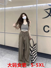 大码拖地休闲裤女装春秋美式工装裤高腰宽松设计感长裤阔腿裤裤子
