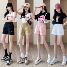 批发实拍水洗棉牛仔短裤女2026夏季学生刺绣百搭时尚高腰休闲阔腿裤