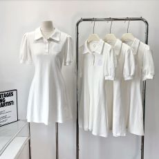 白水女少女日polo领系带连衣裙女夏季2023年新款短袖a字短裙