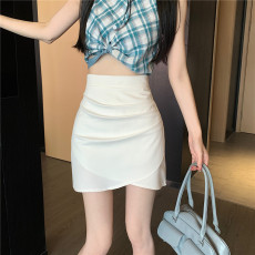 实拍~2023韩版夏季新款气质高腰性感黑色不规则显瘦辣妹短裙
