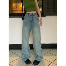 批发<b class='q'>夏</b>气质休闲百搭通勤简约牛仔裤中腰阔腿裤