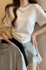实拍现货2023夏季新款辣妹纯欲风显瘦短款上衣T恤大码女装胖mm