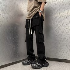 批发高街多口袋宽松直筒裤<b class='q'>嘻</b><b class='q'>哈</b>裤脚排扣开叉休闲工装裤男女潮牌vibe风
