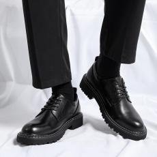批发男夏季<b class='q'>英伦</b>风黑色真皮黑色软底商务正装皮鞋