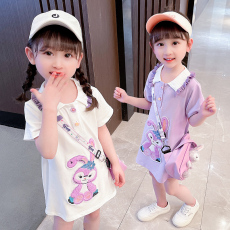 批发珠地女童连衣裙夏季2023年<b class='q'>新款</b>宝宝洋气短袖薄款儿童夏装polo裙子
