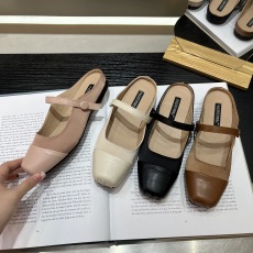 批发平底法式拼接芭蕾宣韩系半托单鞋2023夏季包头拖