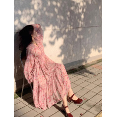 批发2026早春新款秋笙花语 法式温柔风泡泡袖茶歇裙碎花<b class='q'>连衣裙</b>