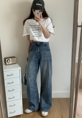 COOKADAILY_松弛穿搭宽松水洗怀旧感牛仔裤女春秋新款阔腿裤长裤
