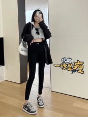 魔术黑色打底裤女裤大码外穿春秋小脚小黑裤2023新款紧身铅笔高腰