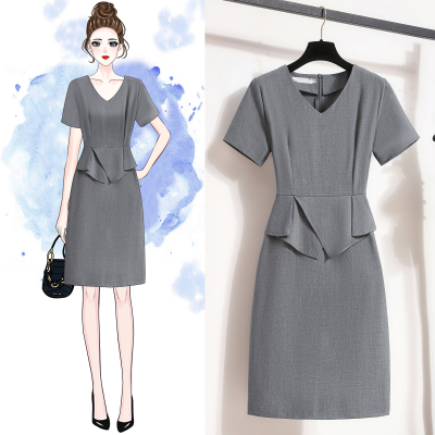 职业连衣裙女夏薄款短袖OL珠宝店工作服销售导购工装气质时尚金店