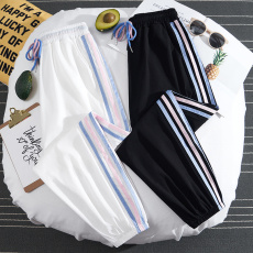 批发实拍冰丝运动裤女宽松束脚休闲2023新款显瘦九分裤女速干夏季薄款