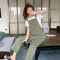 绿色工装背带裤女2023春夏新款宽松阔腿设计感小众直筒休闲长裤潮轮播图1